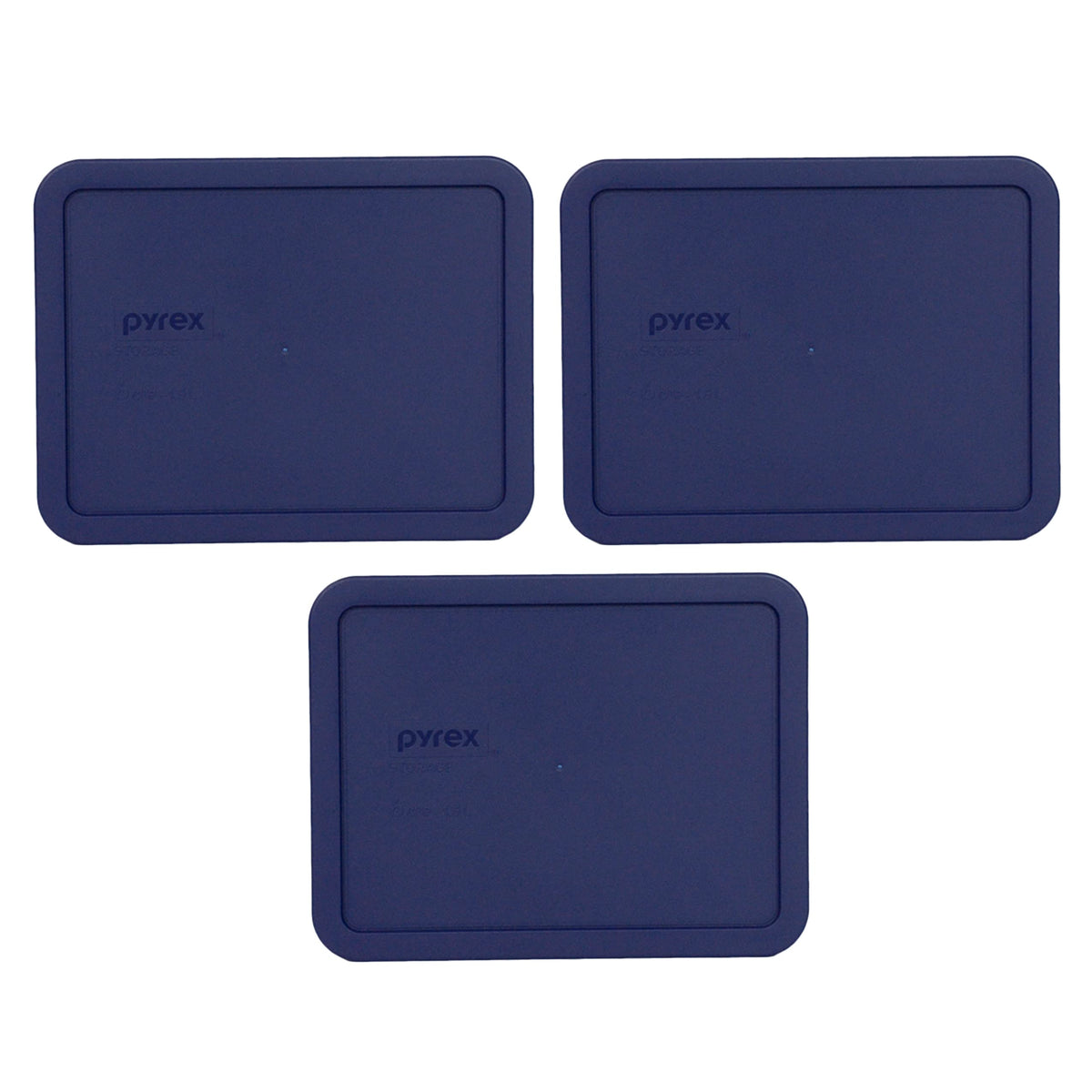 Pyrex 7211-PC blue lid close-up showing non-porous surface that resists odors.