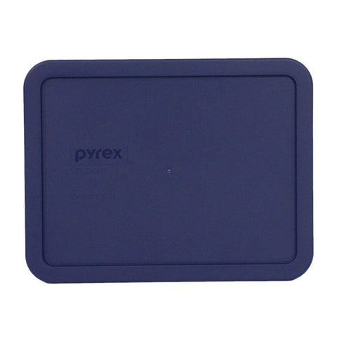 Blue Pyrex lid placed on a 6-cup dish for secure storage and microwave-ready use.