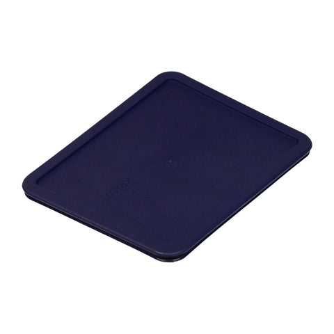 Pyrex 7212 glass dish with dark blue lid on, perfect for leftovers