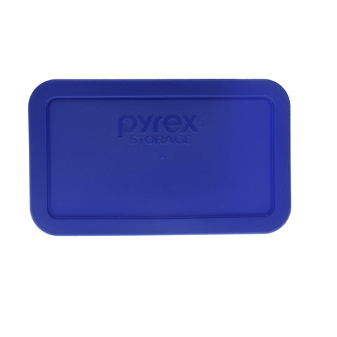 Pyrex 7214-PC cadet blue lid shown with snug fit to prevent leaks.