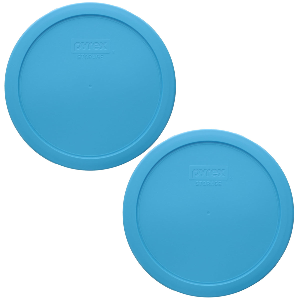 Pyrex 7402-PC bright blue lid closeup, provides a secure seal for leftovers.