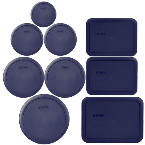 Pyrex bundle with blue-lid lids for organized kitchen storage and versatile leftovers.