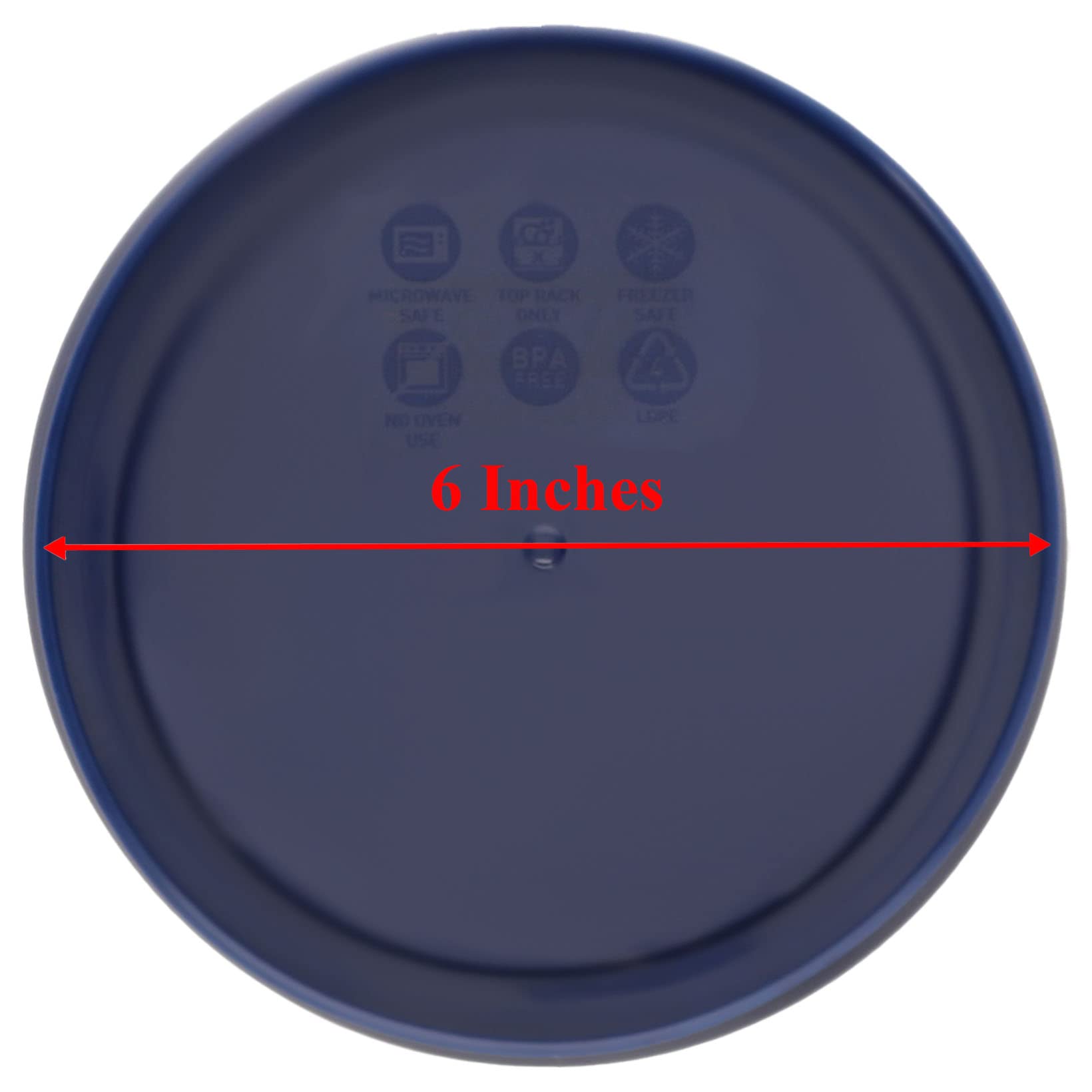 Dark blue Pyrex round lid close-up showing durable, reusable kitchen lid.