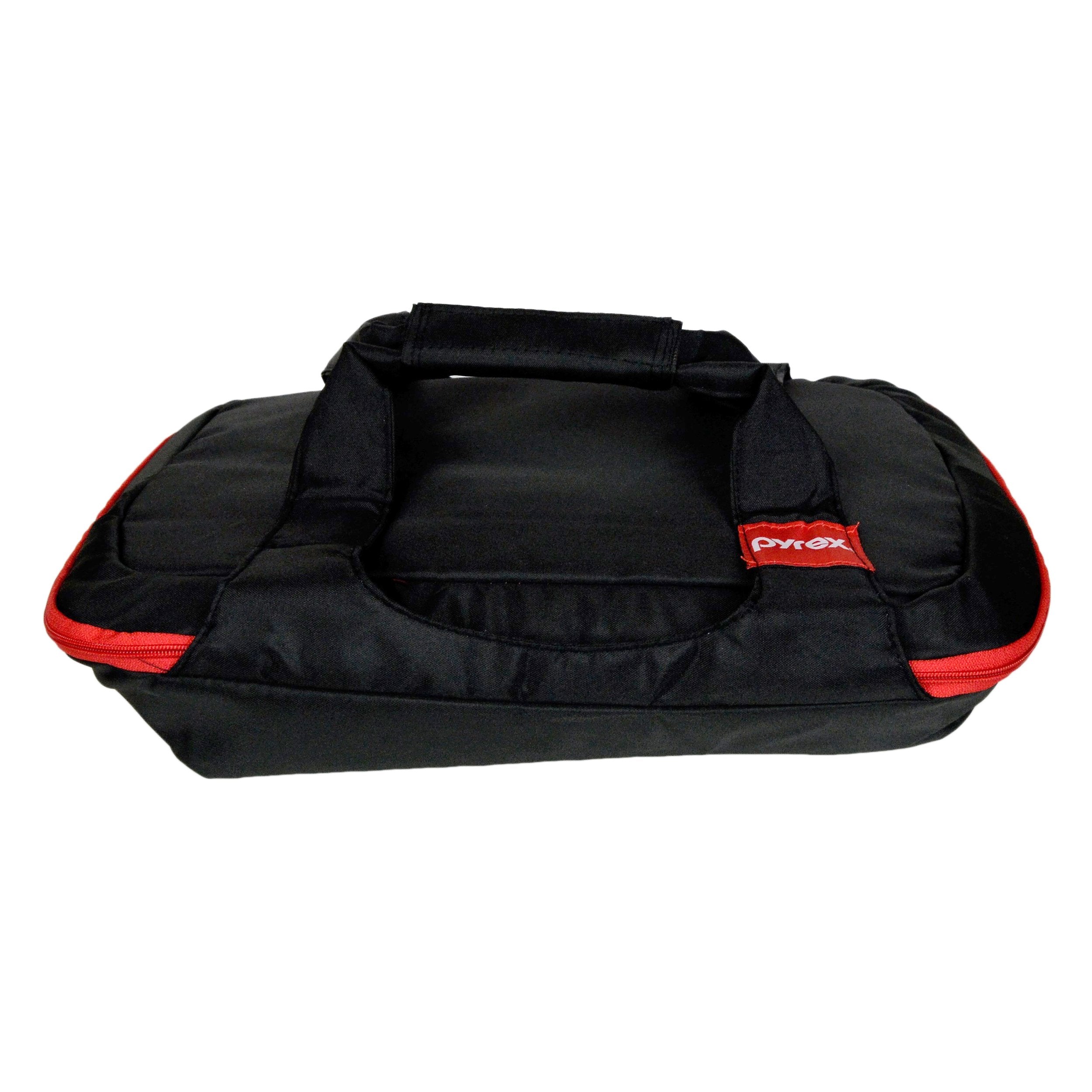 Pyrex Portables 3qt tote side view highlights durable fabric and reinforced stitching