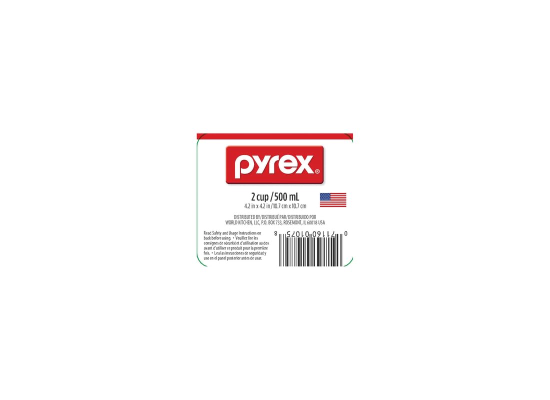 Pyrex Prepware dishwasher-safe measuring cup for easy cleanup.