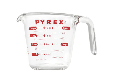 Pyrex Prepware oven-safe measuring cup suitable for gentle warming.