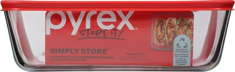 Pyrex Simply Store 11-Cup rectangular dish fridge-ready for fresh leftovers.