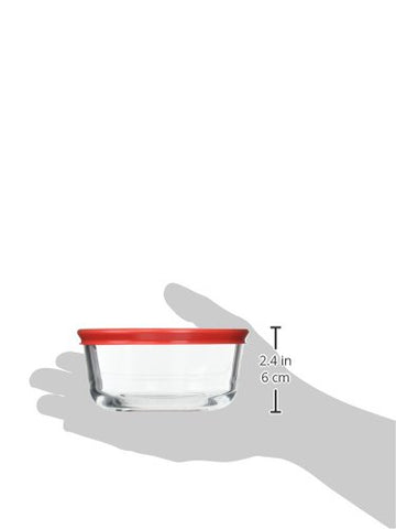 Pyrex storage bowls with red lids keep meals organized and reusable.