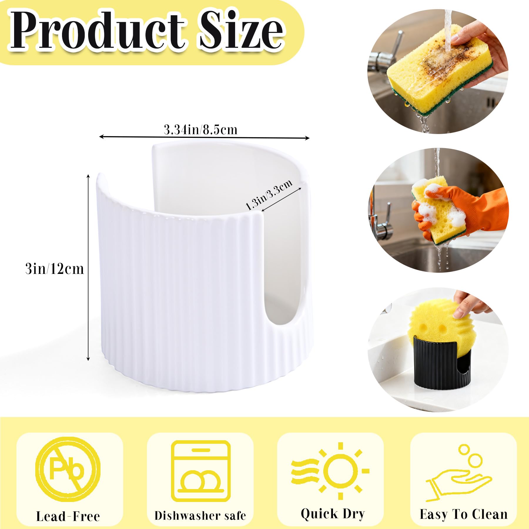 Pyrilo sponge holder with vertical stripes detail for style.