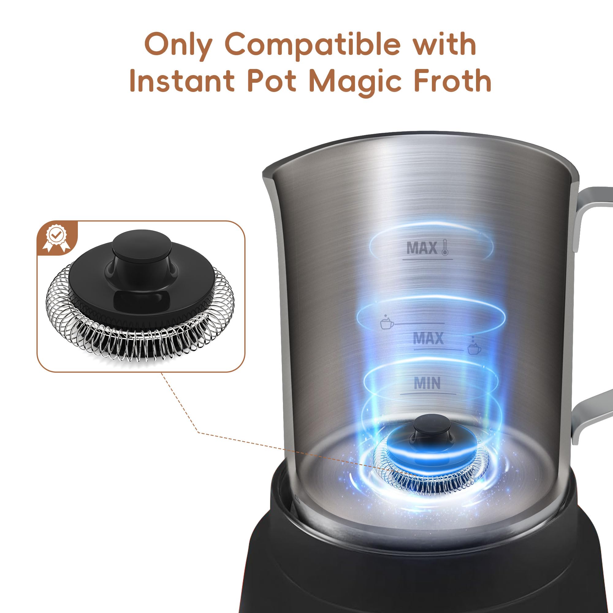 Pyxcxm compact design fits Instant Pot Frother for simple storage.