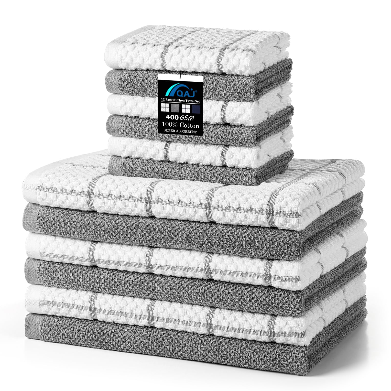 qaj kitchen towels rolled show soft cotton and high absorbency