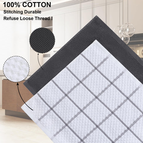 QAJ kitchen towels feature hanging rings for easy storage and fast access.