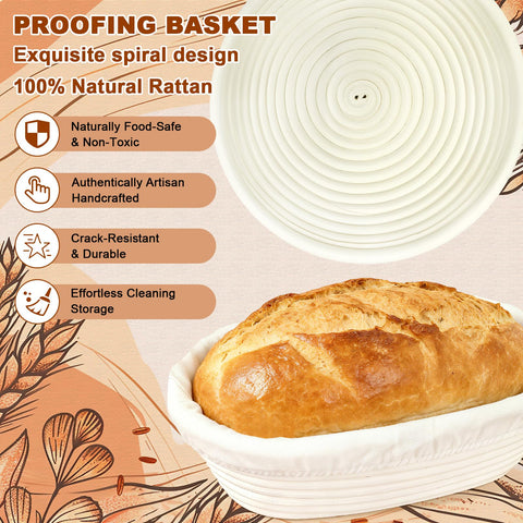 Qalvyn oval banneton 10-inch basket for artisan patterns