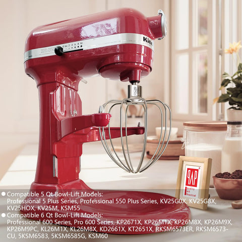 qAp Heavy Duty Whisk attachment for 6QT mixers delivering airy results