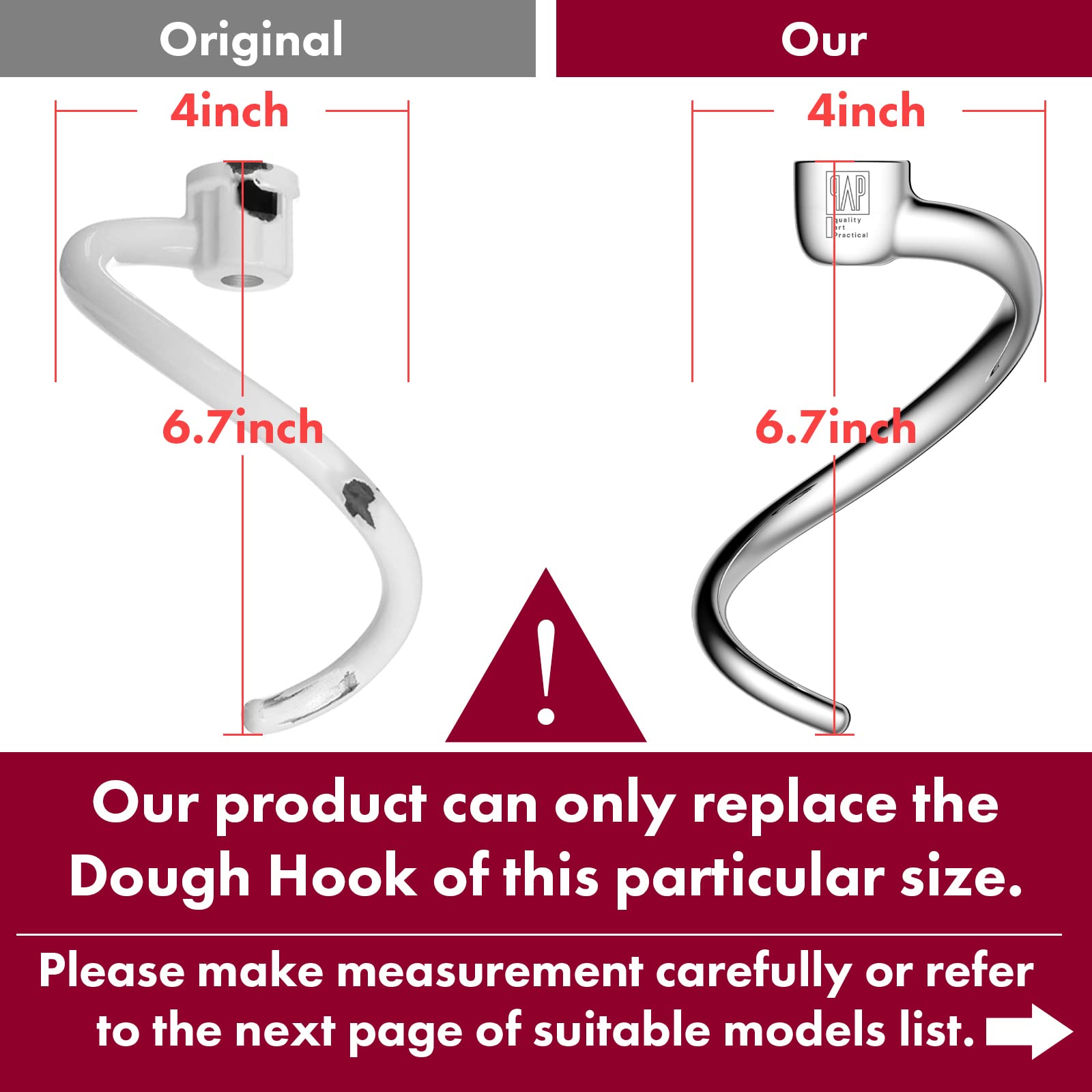 qAp quality art Practical dishwasher-safe hook simplifies cleanup after dough.