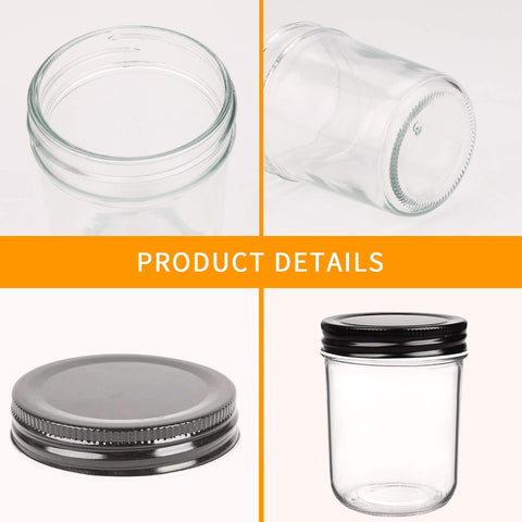QAPPDA 6oz glass jar for spices with clear body and lid