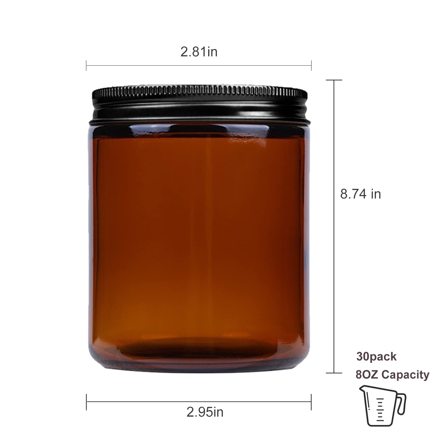 QAPPDA 8oz round jar shows airtight seal for fresh dry goods like sugar or seeds.