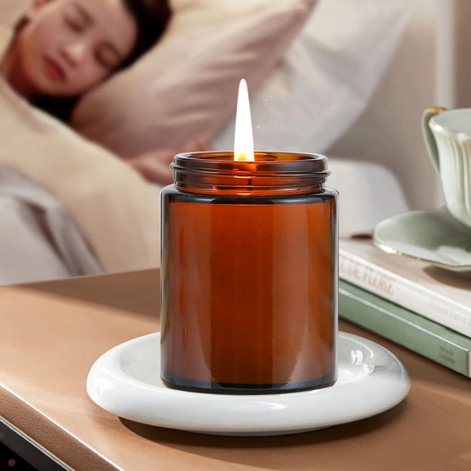 QAPPDA rounded amber jar ideal for gifting and party favors on tables.