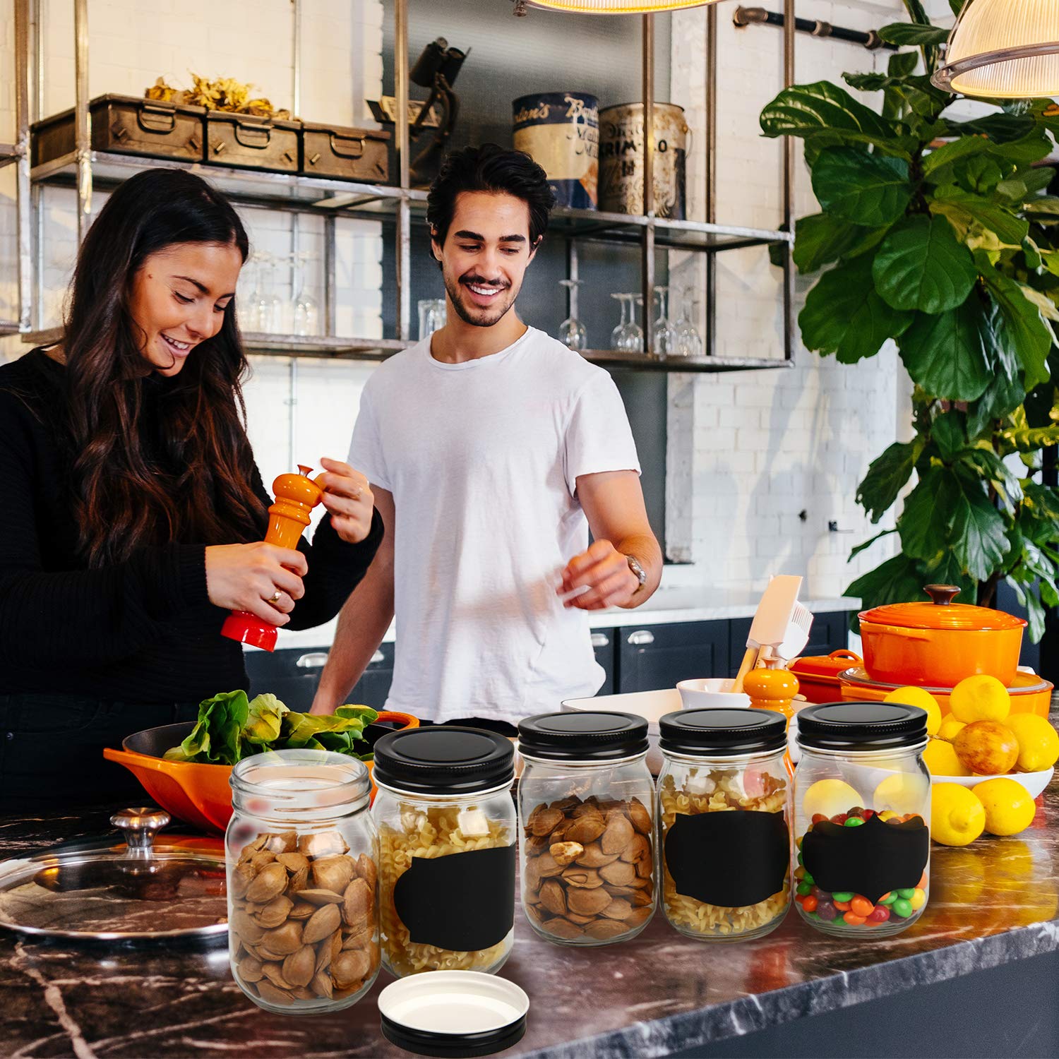 QAPPDA Mason Jars kitchen storage ideal for spices and snacks