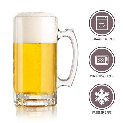 QAPPDA wide-mouth beer mug facilitating easy sipping and reduced spills