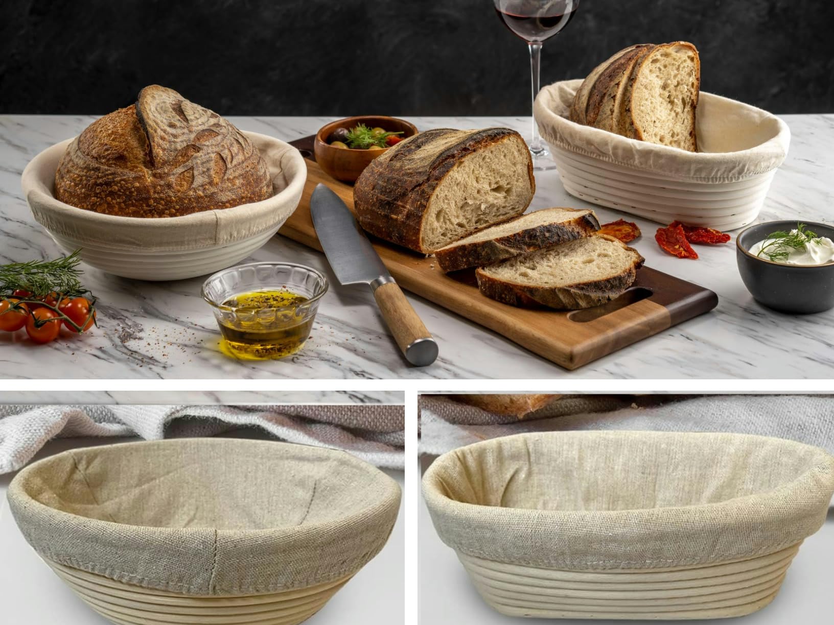 Qavinch artisan boule lines in baked loaf impression