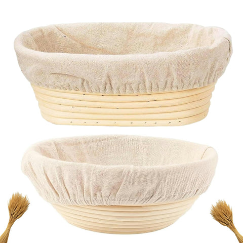 Qavinch round banneton 9-inch in natural rattan for evenly proofed loaves