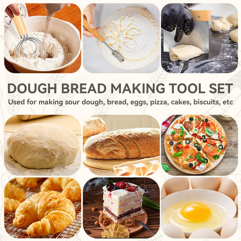 Qbily beech-handle Danish dough whisk with comfortable grip