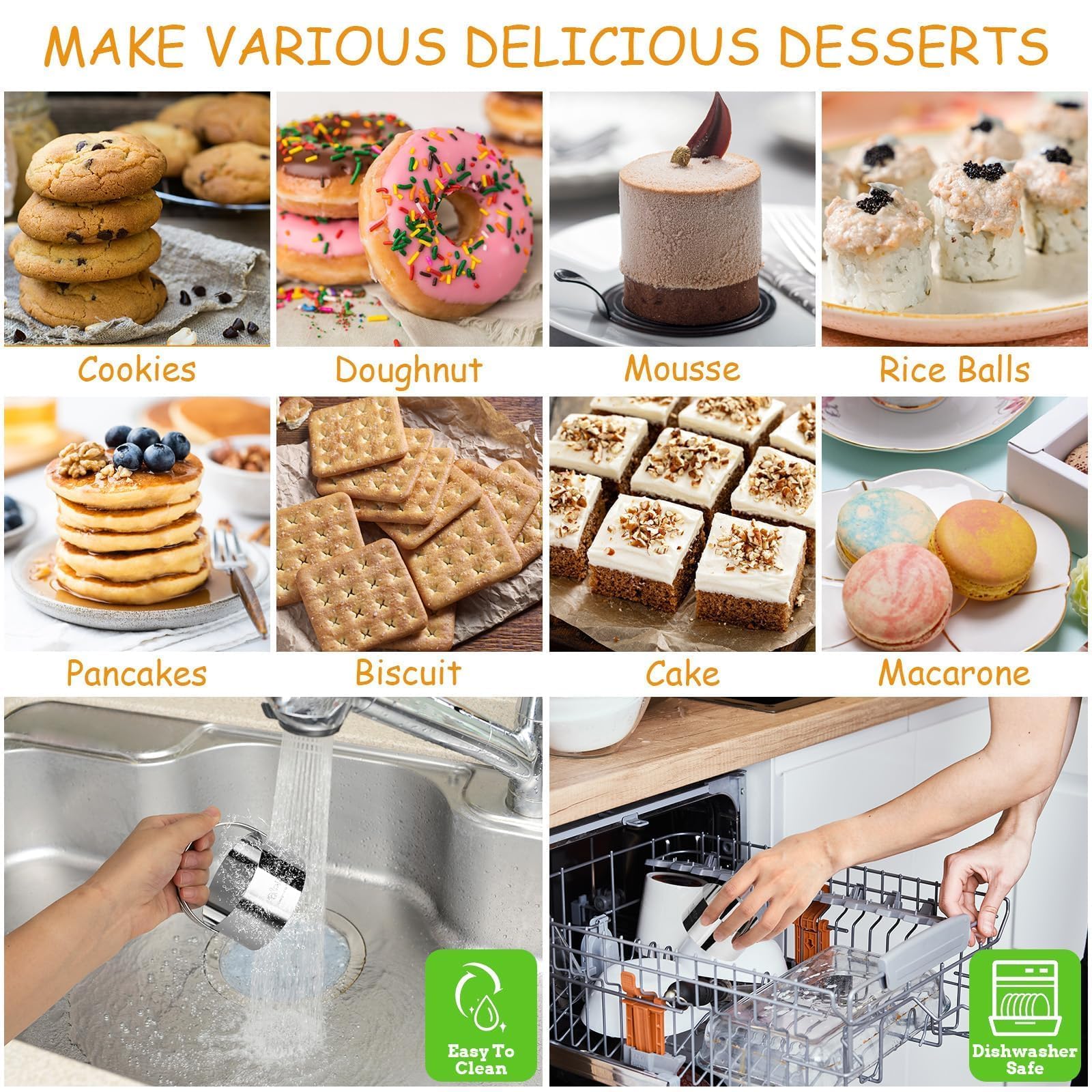Qbily 10-piece set is dishwasher-safe for quick cleanup.