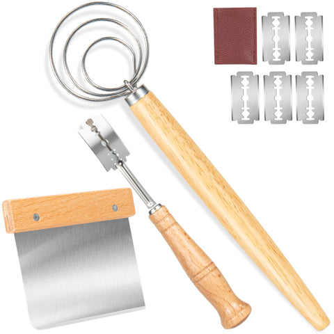 Qbily Danish Dough Whisk 3-piece set for quick, smooth dough mixing