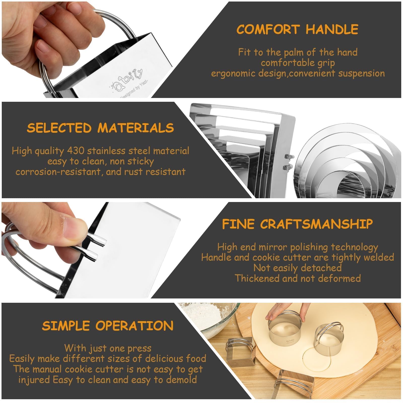 Qbily round cutters create evenly sized cookies for decorating.