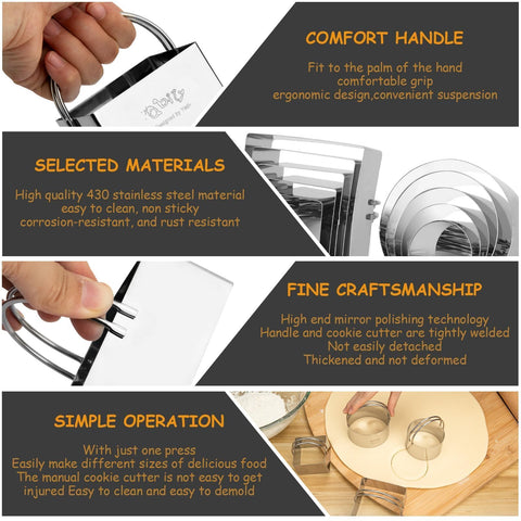 Qbily round cutters create evenly sized cookies for decorating.