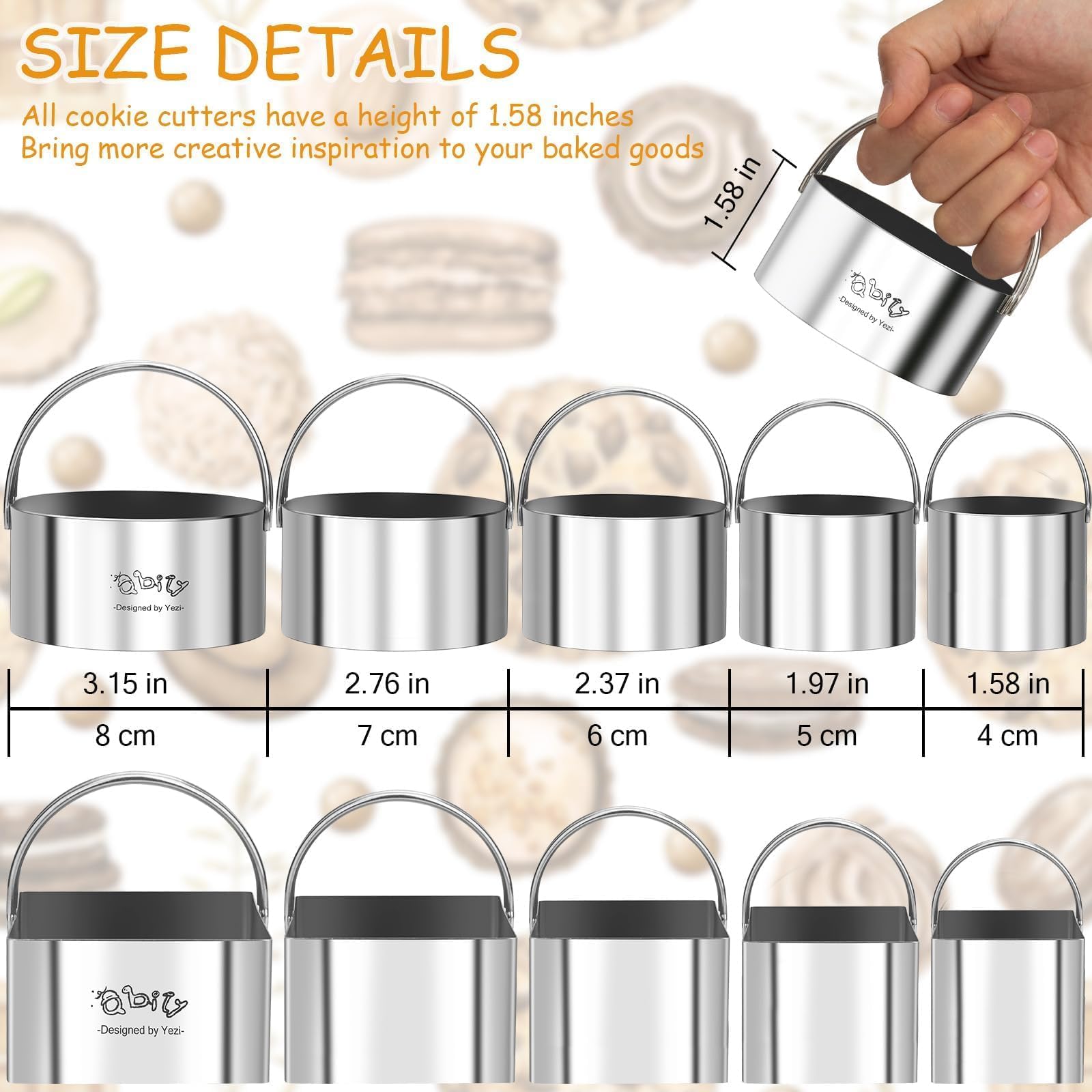 Qbily square cutters with sharp cuts for clean cookie edges.