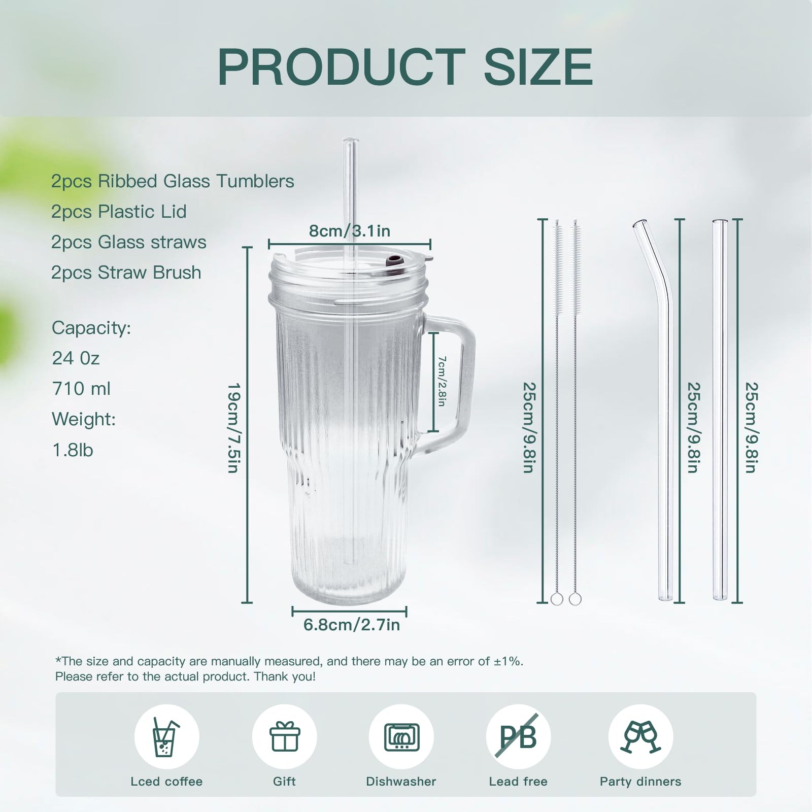 QBrBk 9.84-inch glass straw for thorough sipping to the bottom.