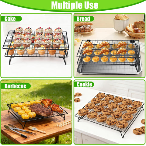 QCCTPUU half-sheet size rack fits standard pans for versatility.
