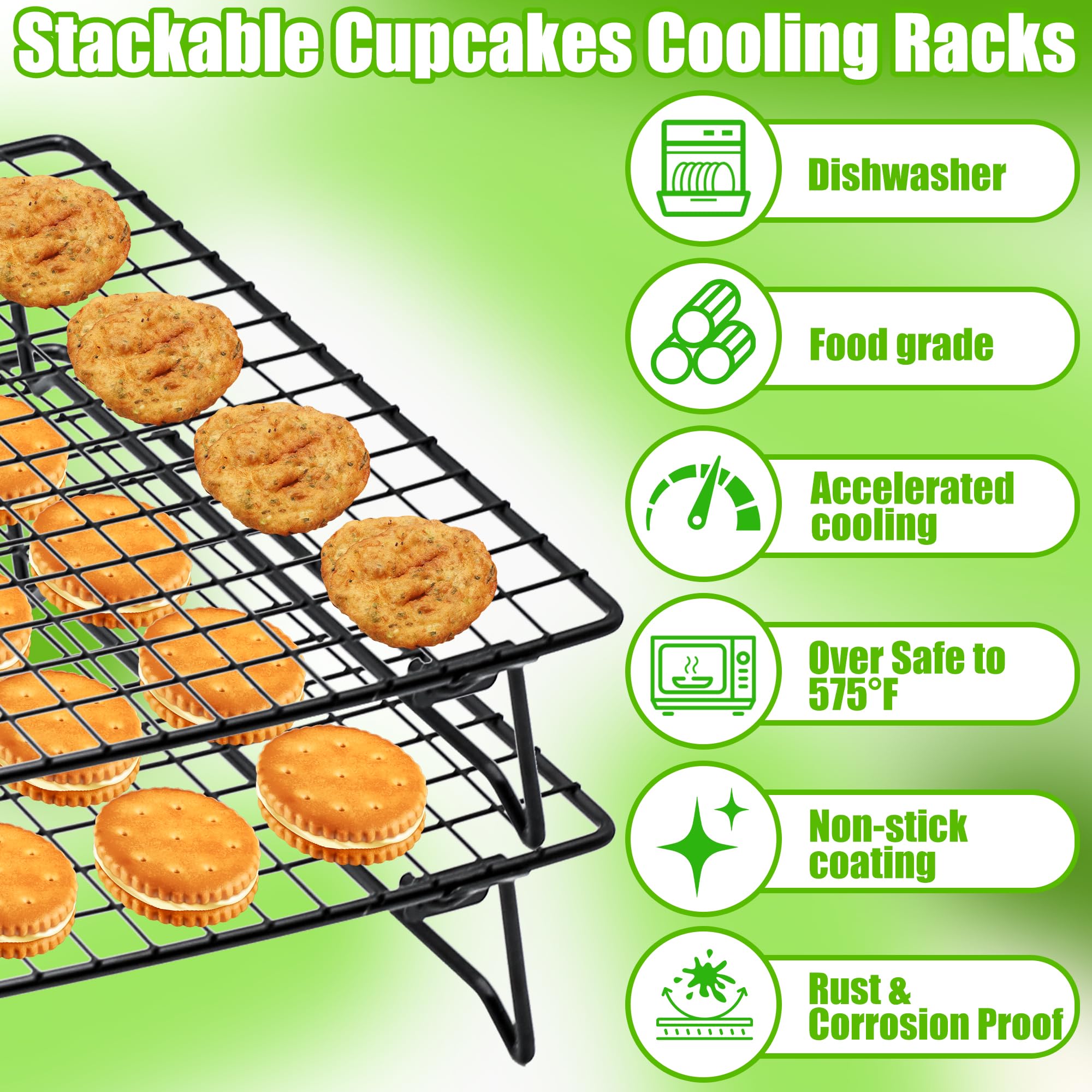 QCCTPUU durable grid cooling rack supports cookies and cakes evenly.