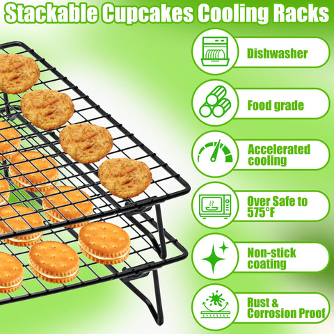QCCTPUU durable grid cooling rack supports cookies and cakes evenly.