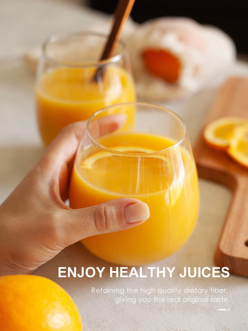 QCen Electric Citrus Juicer anti-drip spout helps prevent countertop mess
