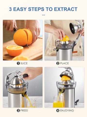 QCen Electric Citrus Juicer dishwasher-safe filter container simplifies cleaning
