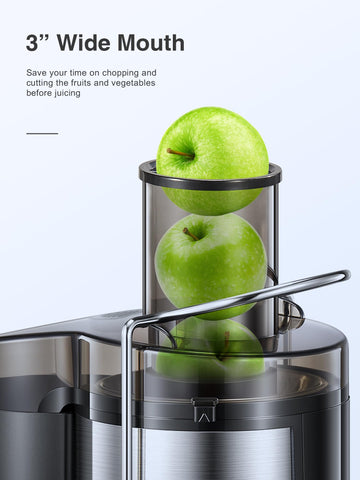 QCen 800W motor efficiently juices hard produce.