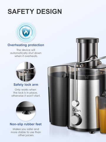 QCen safety locking arm prevents operation without lid.