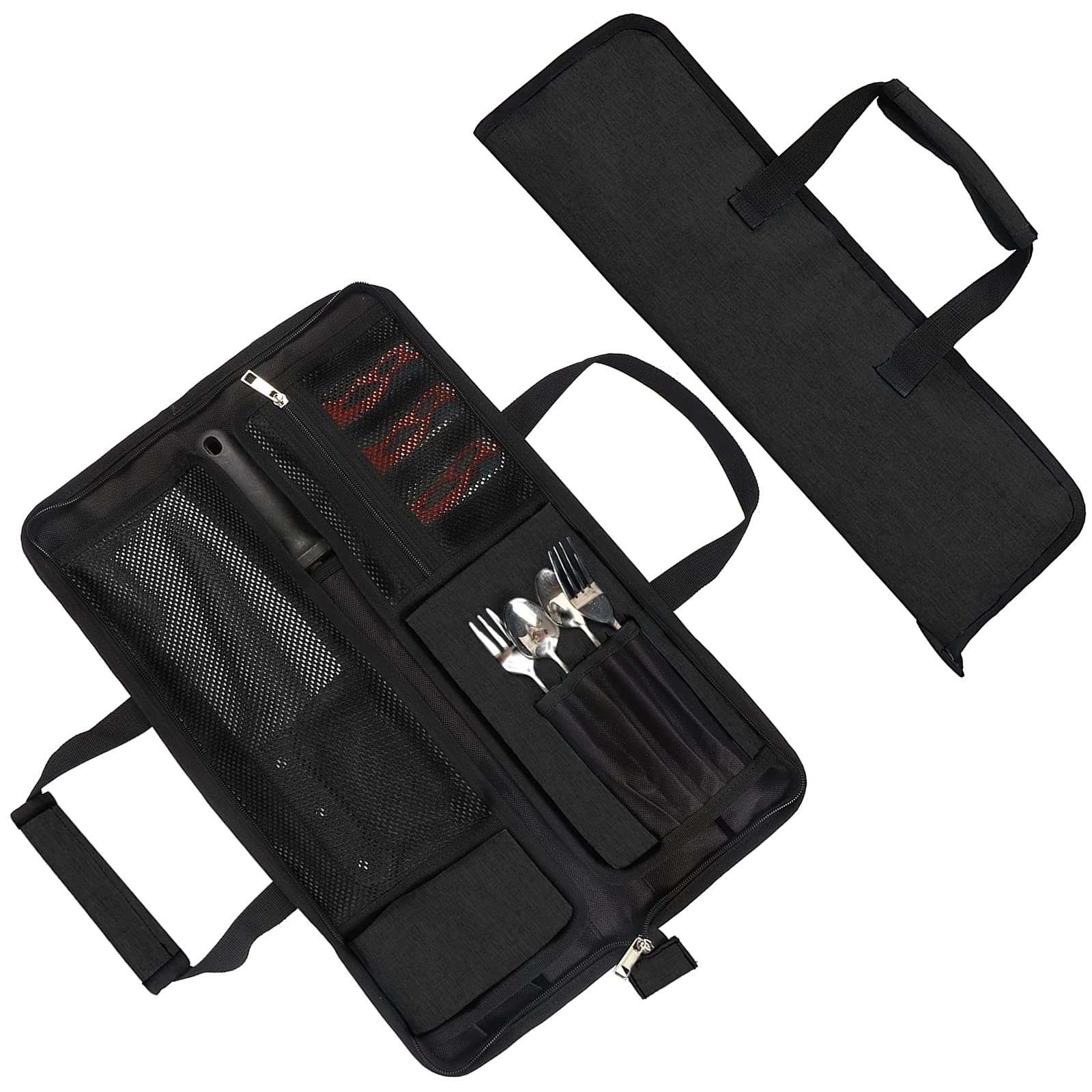 Qchengsan Knife Roll Bag exterior view shows durable, portable knife storage.