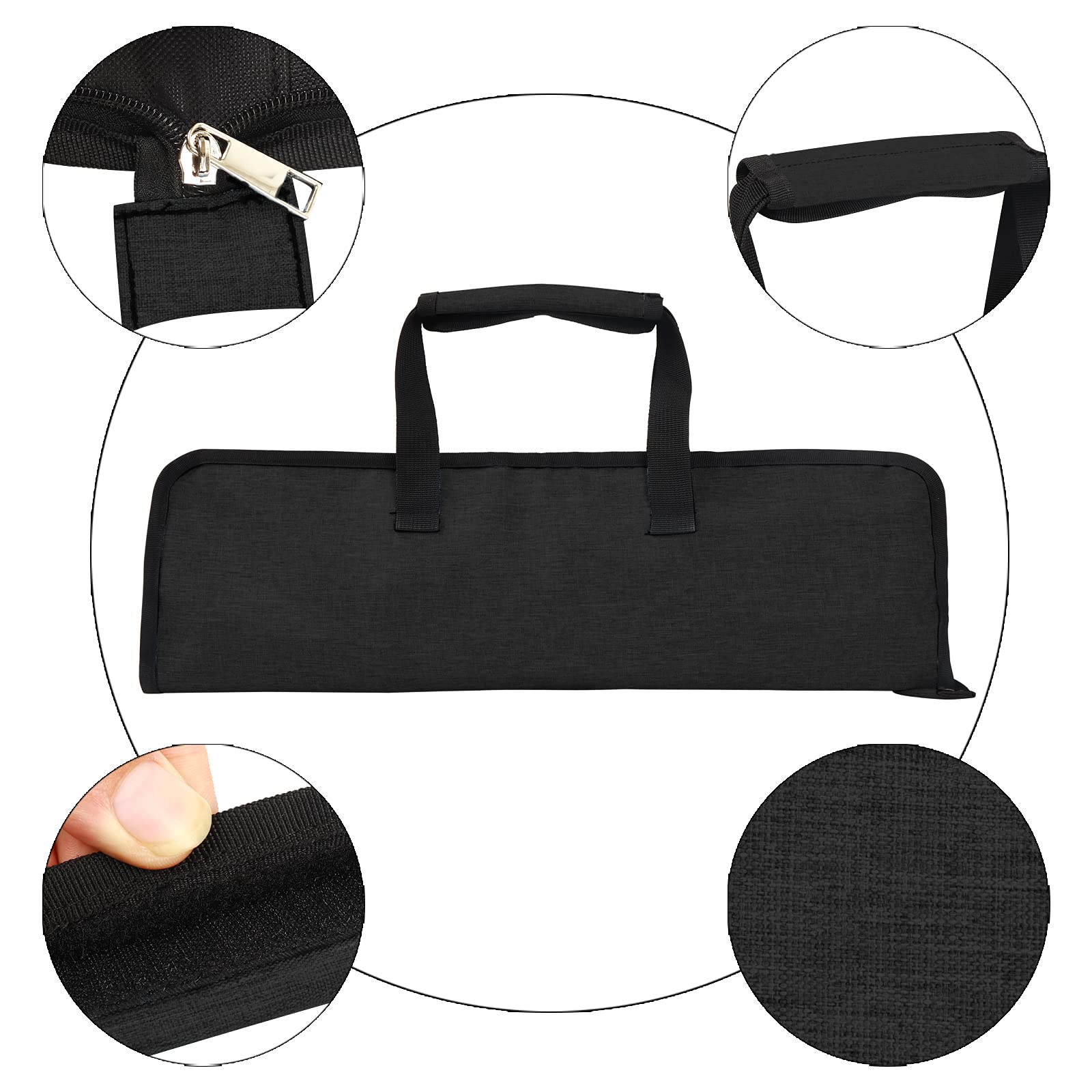 Qchengsan Knife Roll Bag in hand demonstrates travel-ready design.
