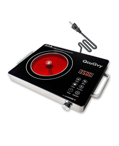 QcuGvy infrared burner front view showing compact design for quick meals