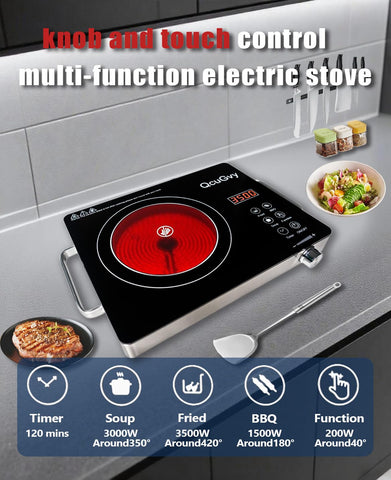 QcuGvy infrared burner timer display for programmable cooking sessions