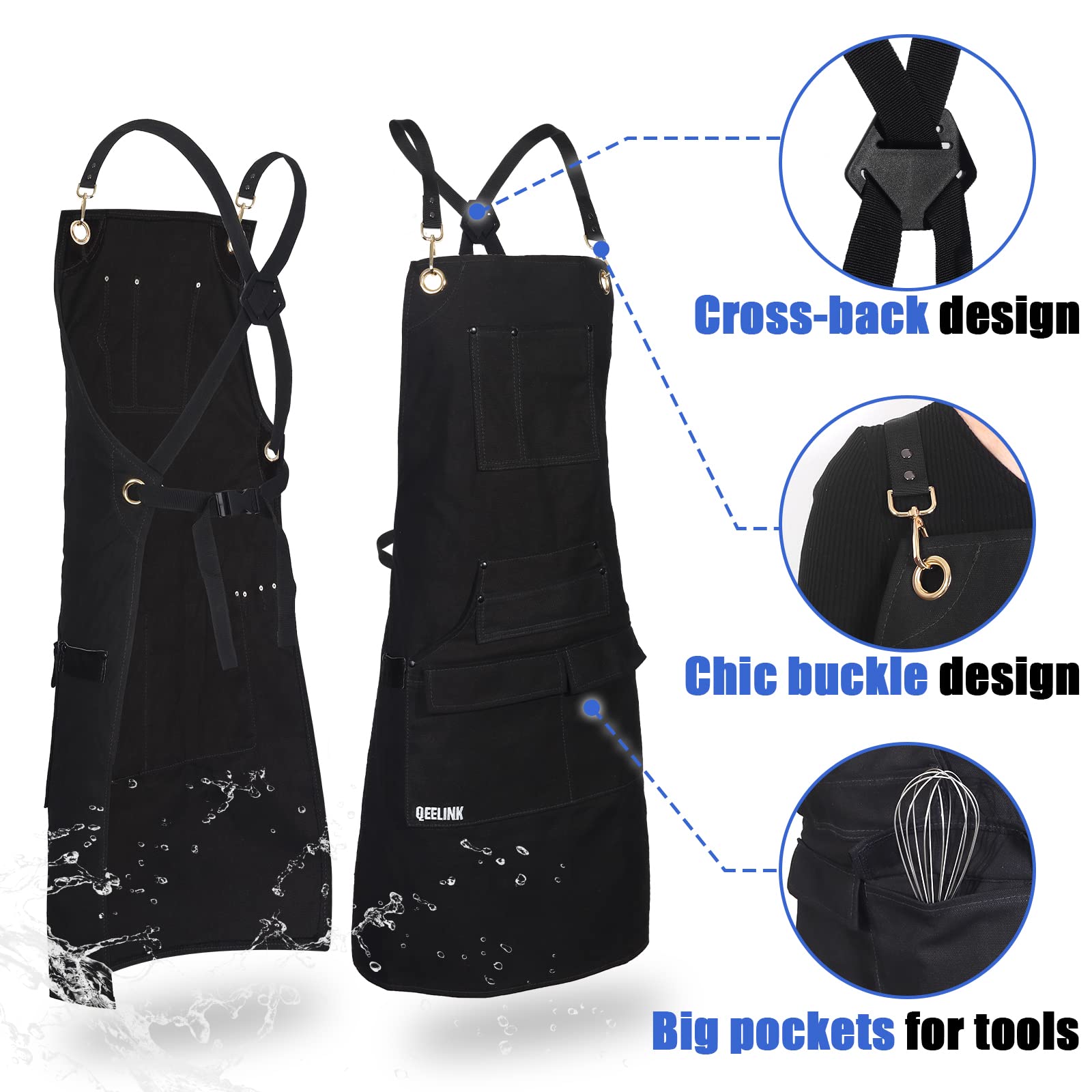QeeLink quick-release buckle design lets you wear the apron quickly