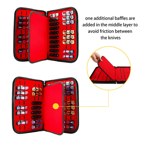 QEES knife display case open layout highlighting easy access to knives