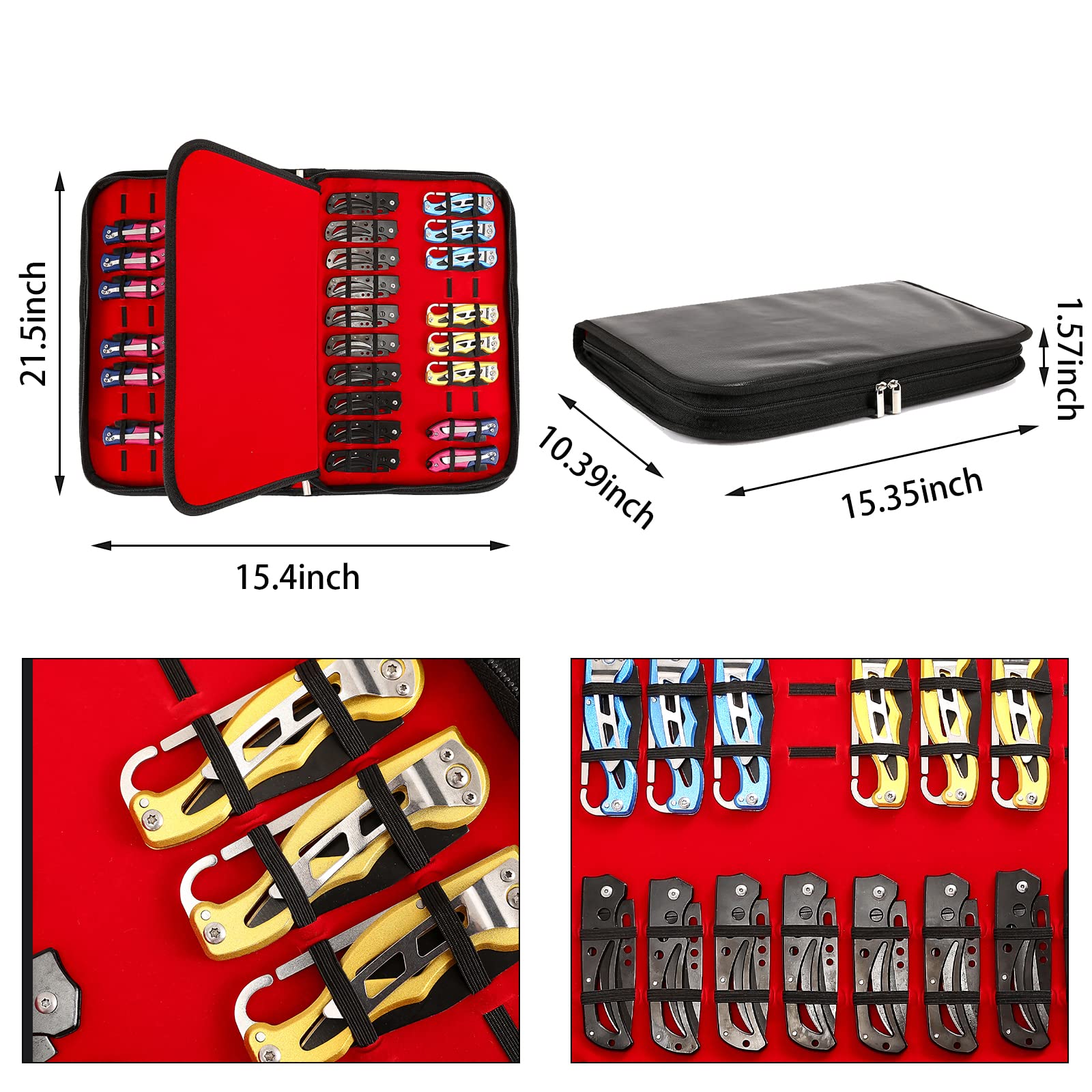 QEES knife display case with a zipper closure for secure transport