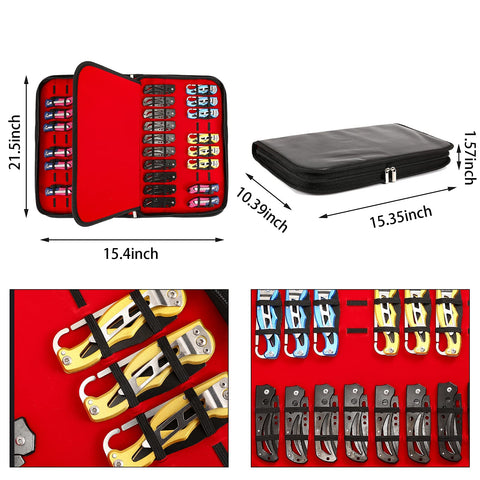 QEES knife display case with a zipper closure for secure transport