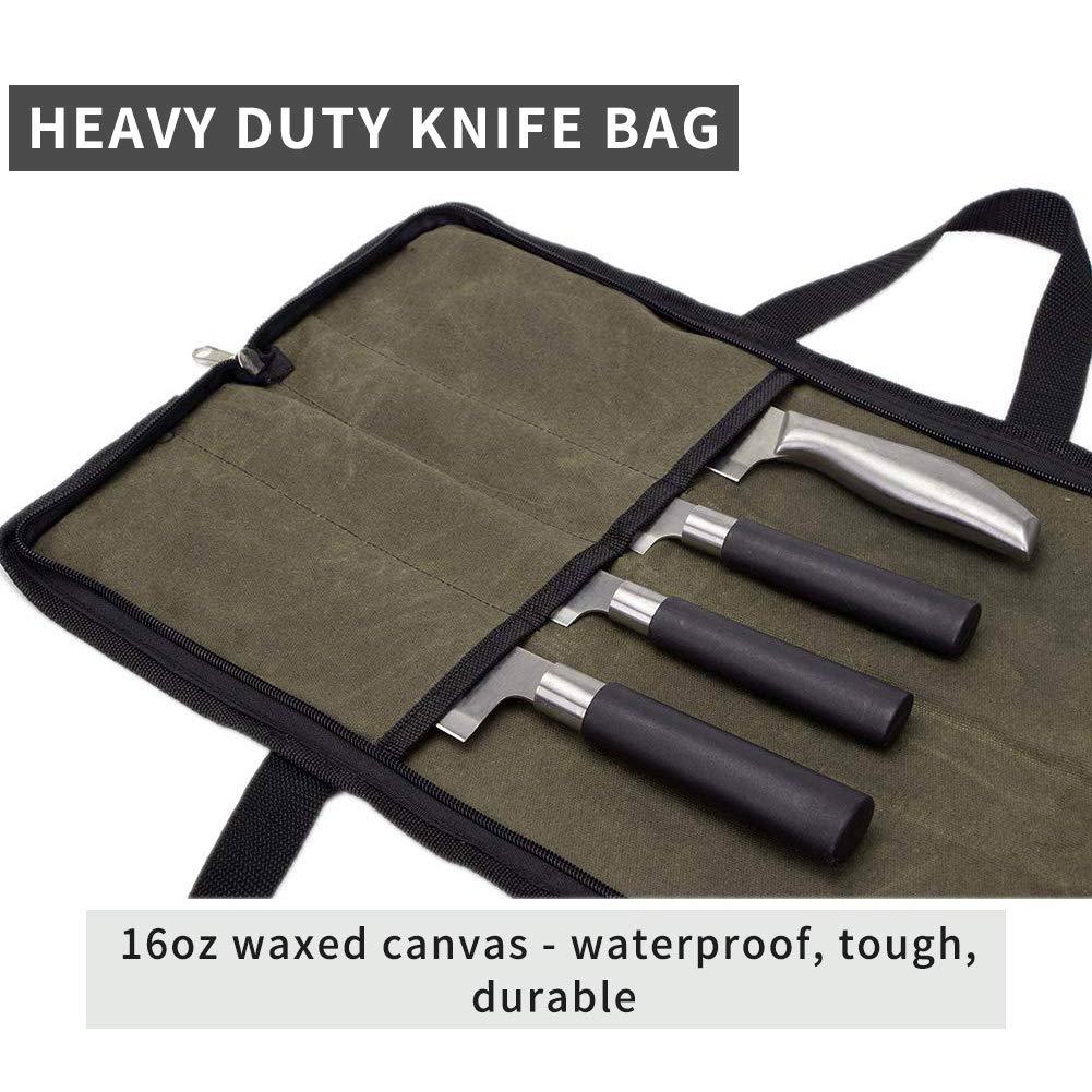 QEES knife roll dimensions 18x11 inches suitable for standard knife sets.