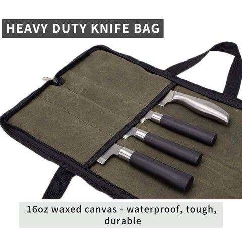 QEES knife roll dimensions 18x11 inches suitable for standard knife sets.